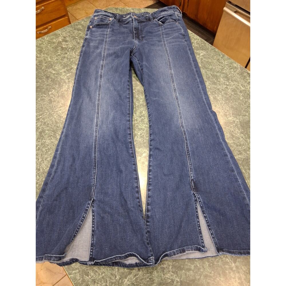 American Eagle Outfitters Women's Dark Blue Wide Leg Jeans
